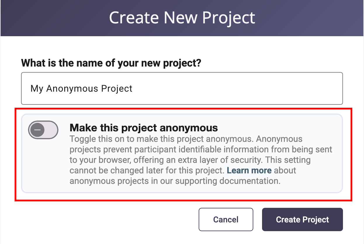 Anonymous Project Toggle