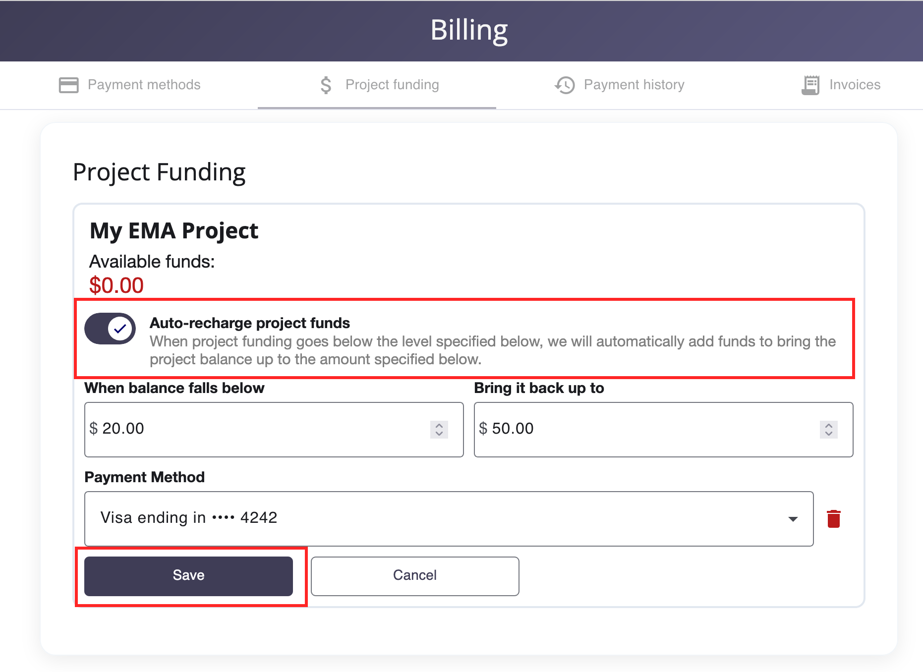 Auto-recharge Options