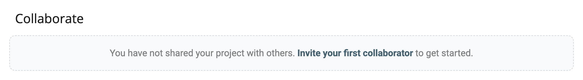 The Collaborate tab before the project is shared