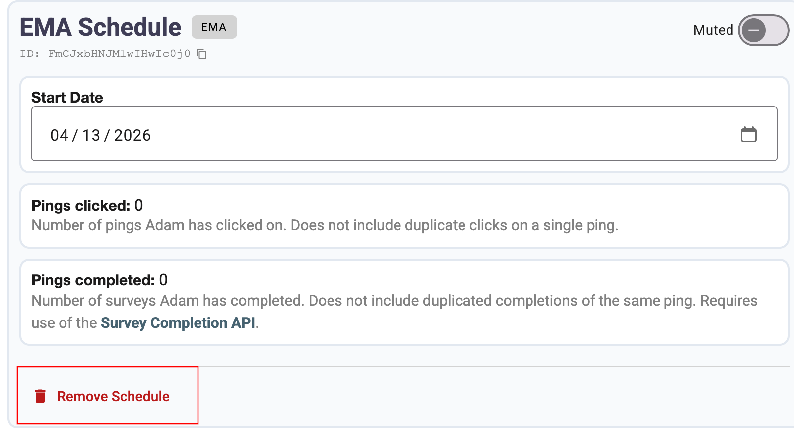 Screenshot of an applied schedule inside the inclivio app