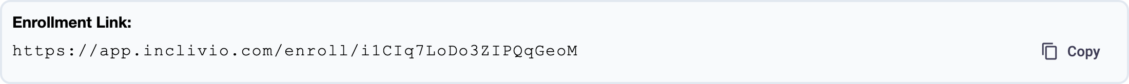 The project's enrollment link with its Copy button