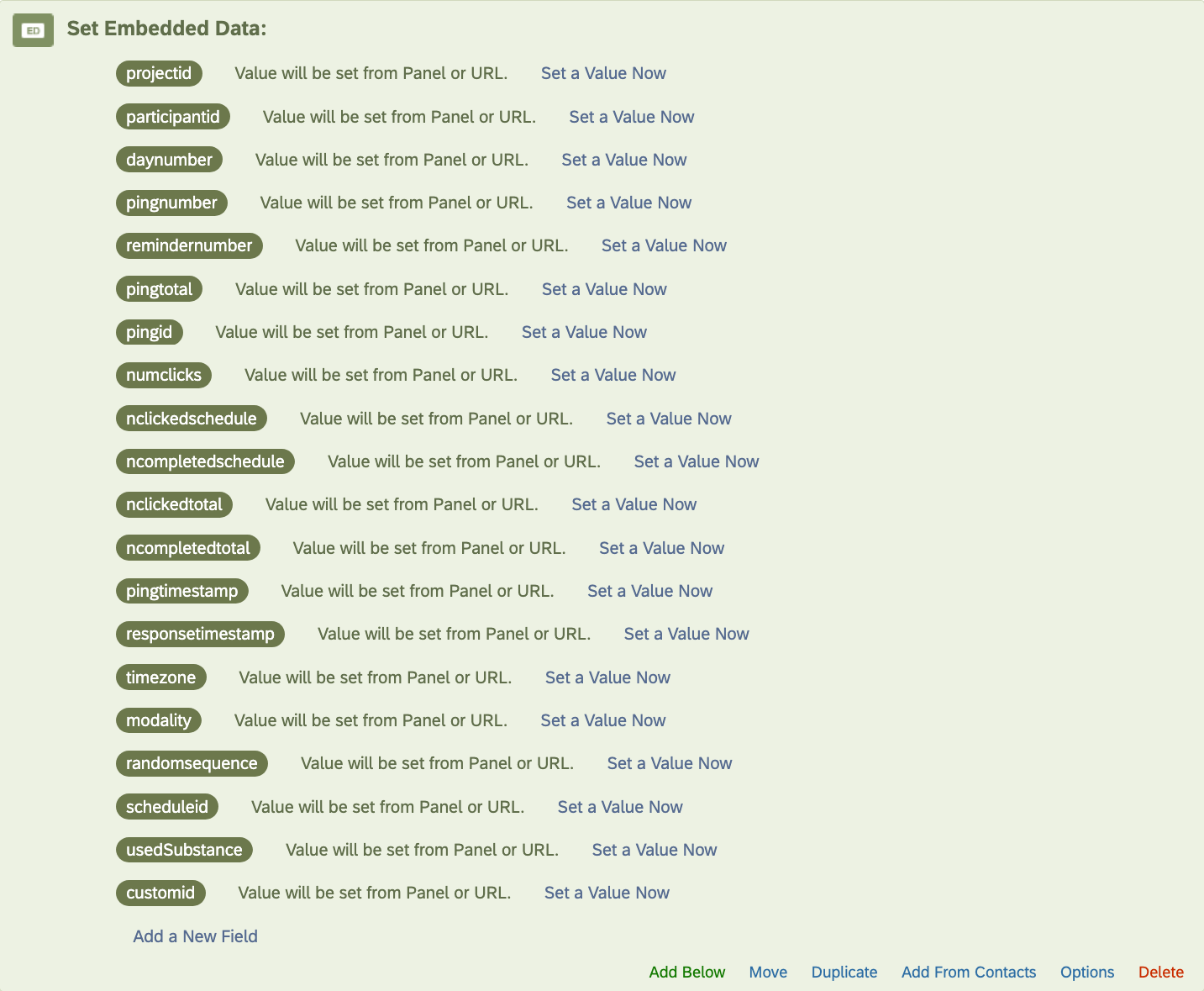Embedded Data Config