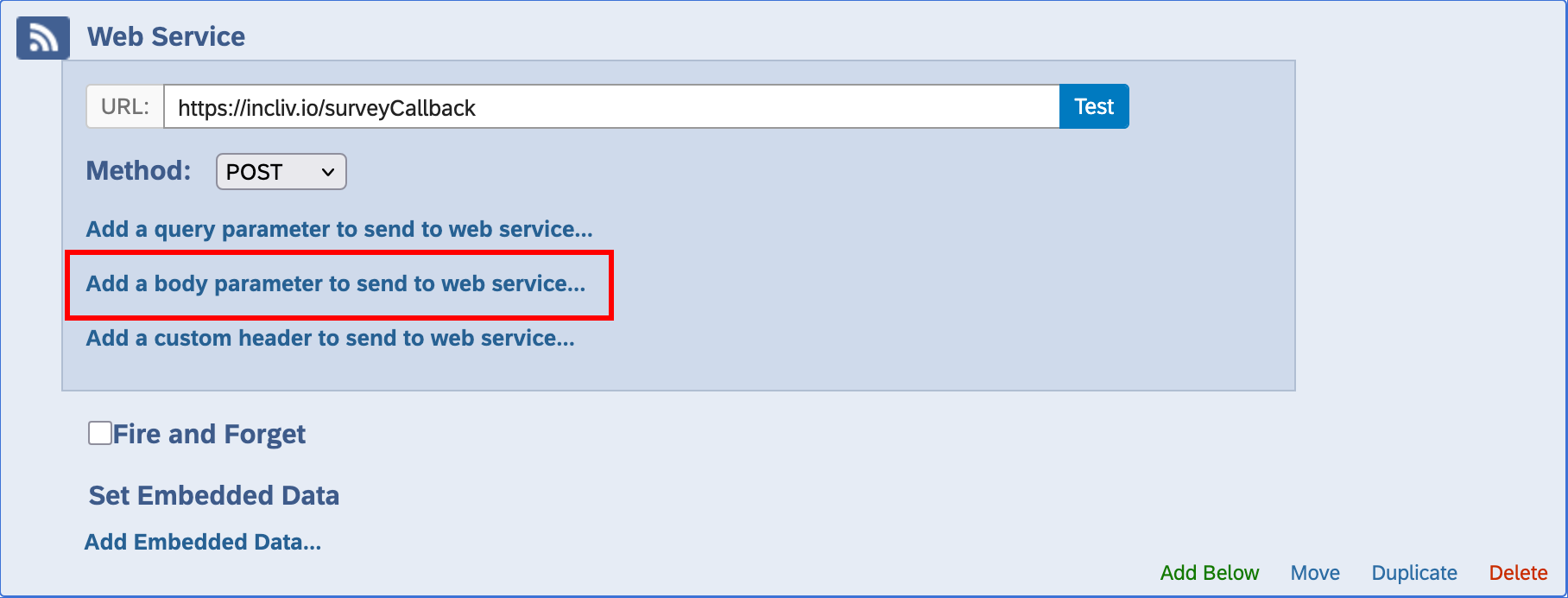 Qualtrics Web Service Add Body