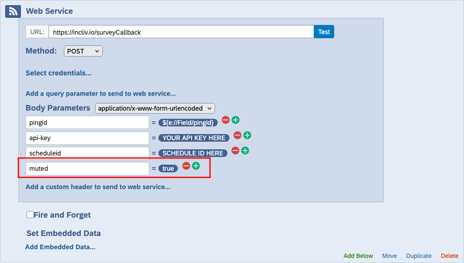 Qualtrics Web Service Mute Schedule