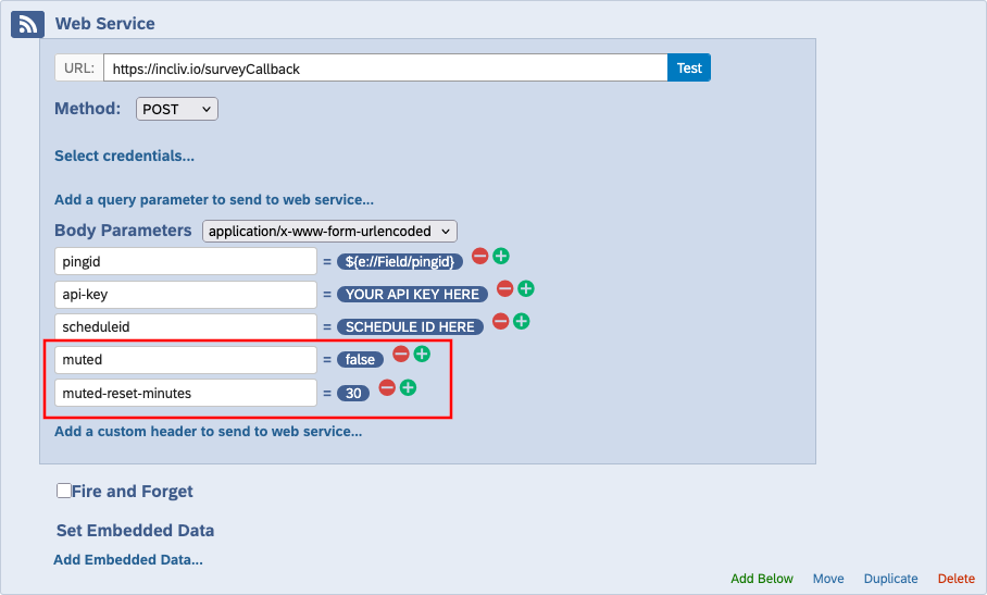 Qualtrics Web Service Reset Minutes Unmute