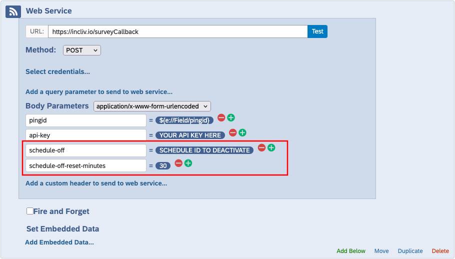 Qualtrics Web Service Schedule Off Reset Minutes
