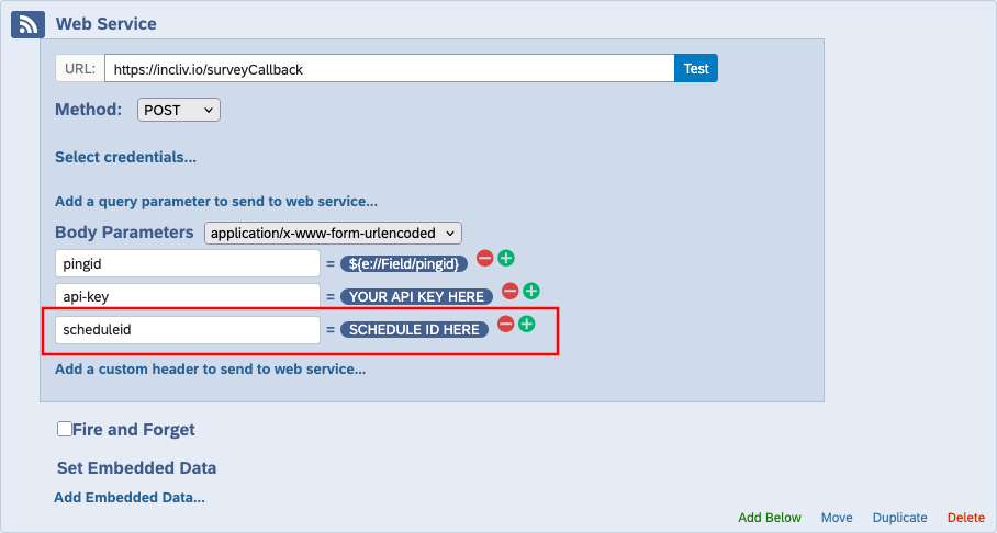Qualtrics Web Service Schedule ID