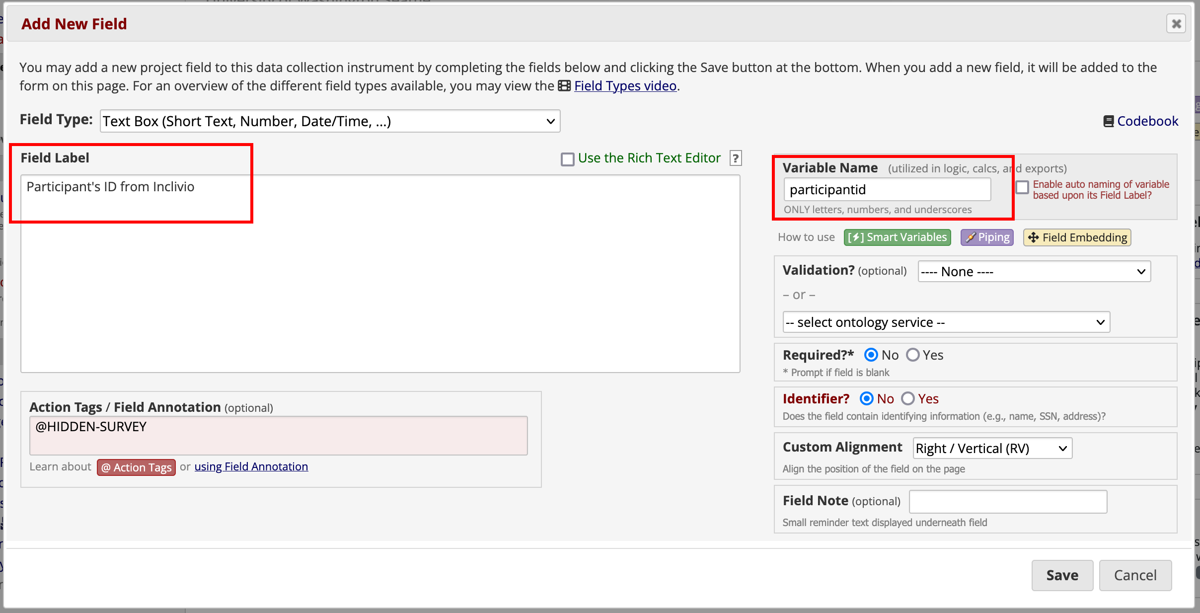 REDCap Variable Name